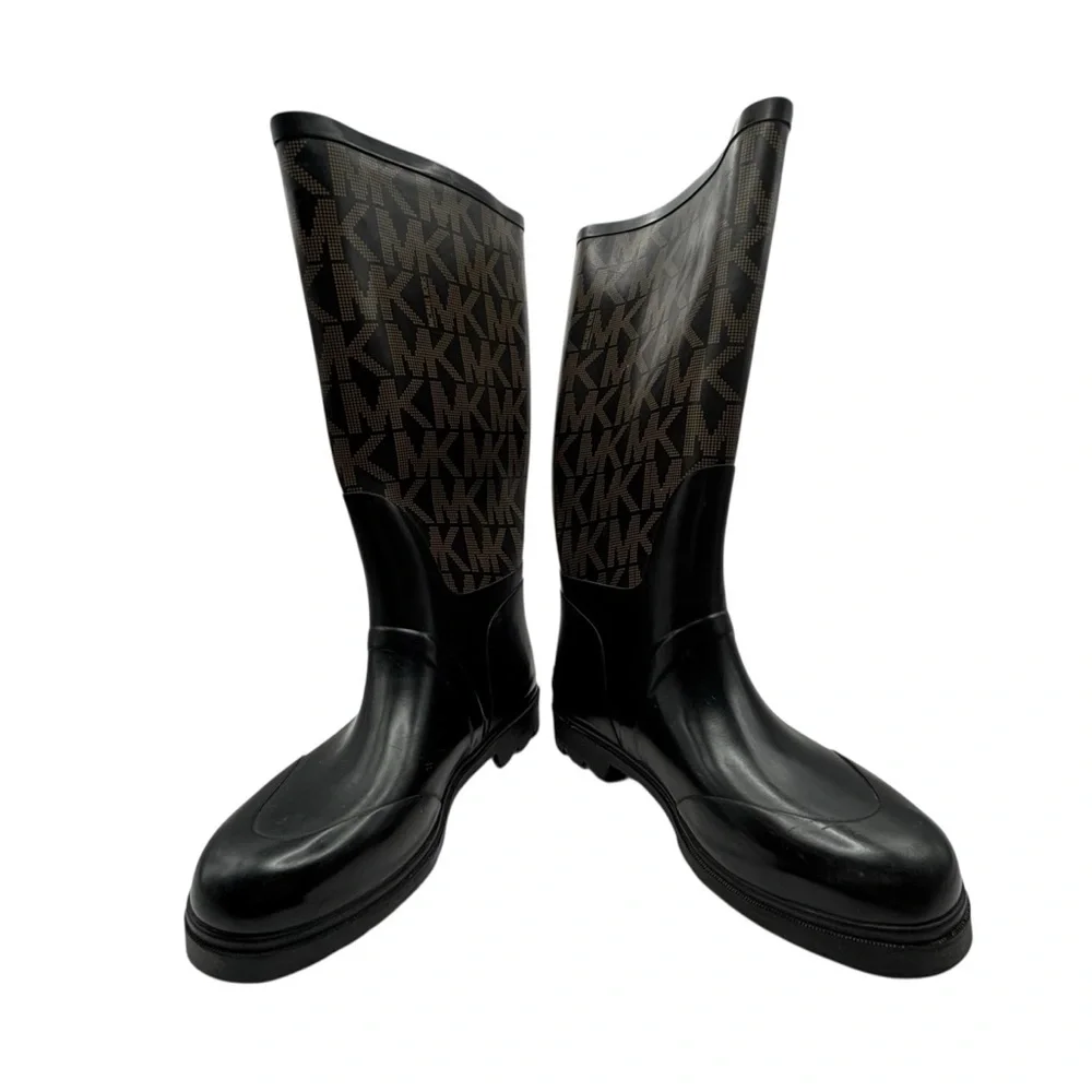 Michael Kors Black and Brown Rain Boots Size 7